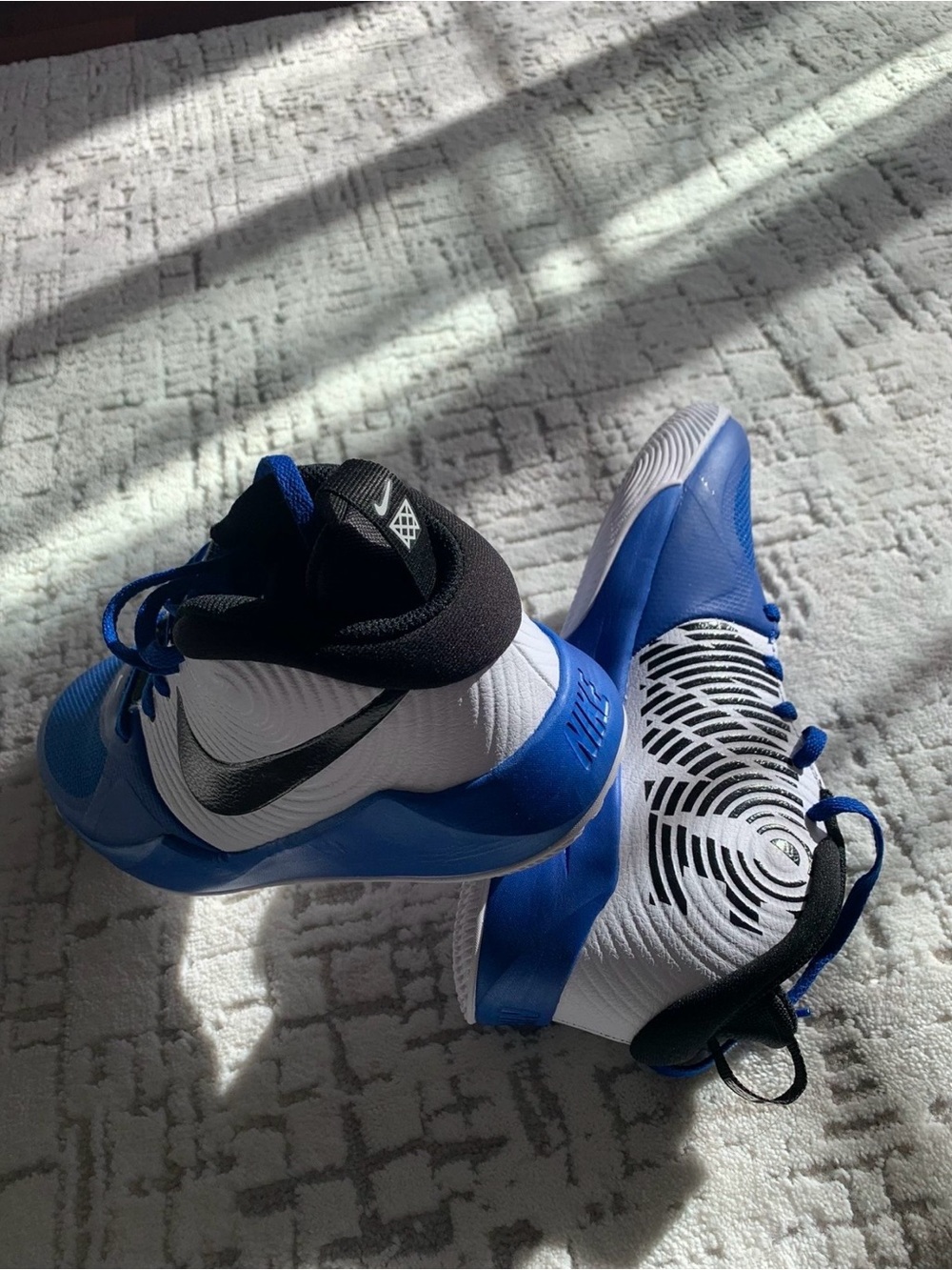 Nike Kids Blue, White and Black Basketball Sneakers,open box new shoes